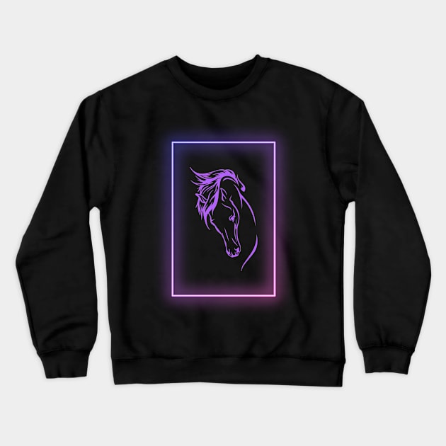 Neon Horse Purple Crewneck Sweatshirt by NICHE&NICHE